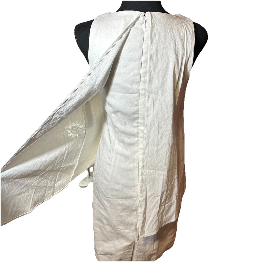 Linen Blend Antonio Melani White Shift Tiered Dress Preppy Cocktail Sz 4 Lined - Picture 5 of 15